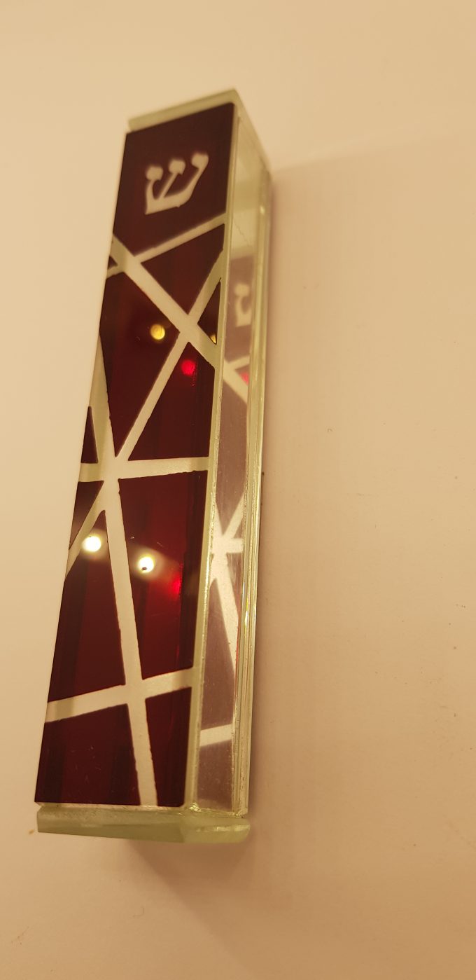 flashed red glass mezuzah case